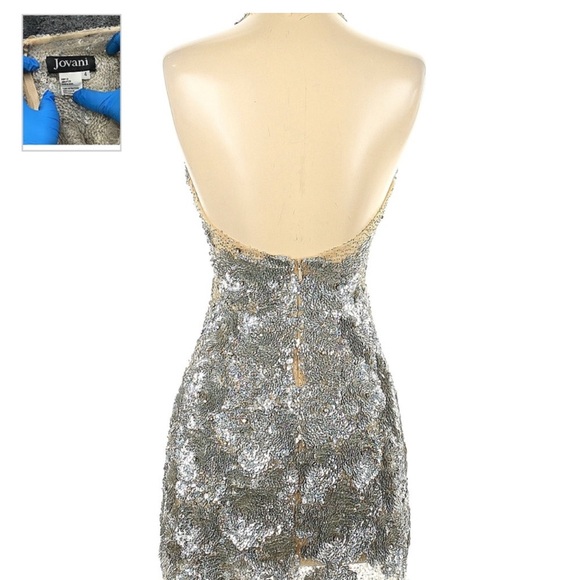 Jovani Silver Sequin Dress - Picture 2 of 10